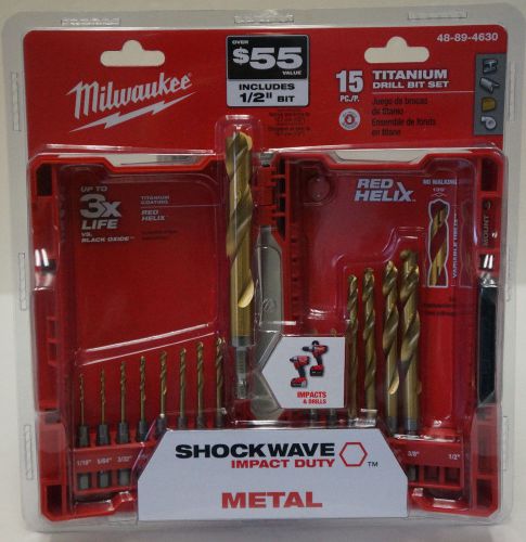 Milwaukee 48-89-4630 Titanium Shockwave Red Helix Drill Bit Kit (15-Piece)