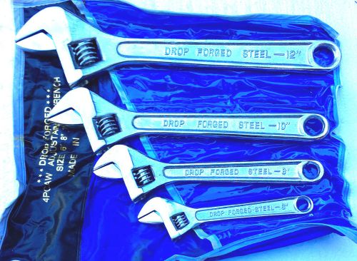 True Craft Crescent Type Adjustable Wrench Set of 4 pcs  6&#034;, 8&#034; 10&#034; &amp;12