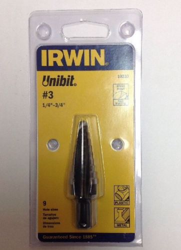 Irwin Unibit #3 1/4&#034;-3/4&#034; 10233