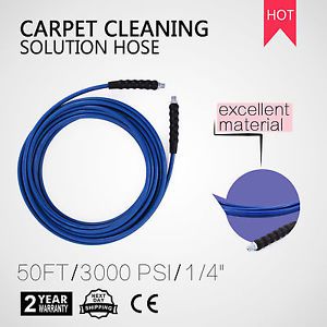 50FT CARPET CLEANING SOLUTION HOSE 1/4&#034; HEAT STEEL BRAIDED WAND CUFF PRO GOOD