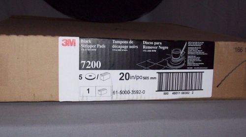 3M Black 20&#034; Stripper Pads 7200 Case of 5 NEW 175 - 600 RPM