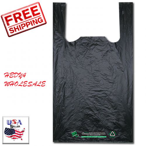NEW 1000 Black Biodegradable Plastic Bags|Eco-Oxo T-Shirt Bag 12&#034; x 7&#034; x 21&#034;