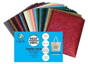 Glitter Iron On Vinyl Complete Starter Pack 33 Sheets Glitter Heat Transfer