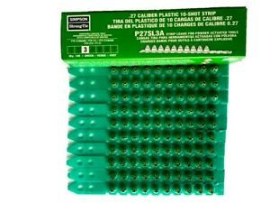 Lot Of 1 Box / 100 Per Box Simpson Green .27 Caliber Plastic 10-Shot Strip