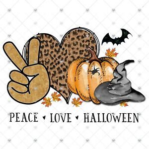 Peace Love Halloween Leopard Sublimation Transfer, Ready to Press, Halloween
