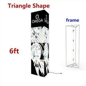 6ft LED Lite Tension Fabric Trade Show Display Banner Stands Triangle Shape