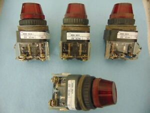 Lot of 4 Allen Bradley 800H-QR24 Series F Red Lens Indicator Lights 24V AC/DC 