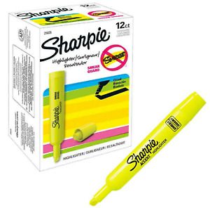 Sharpie Yellow Highlighter Accent Tank Style Chisel Tip Fluorescent Marker 12 Ct