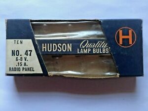 VTG. HUDSON MINIATURE LAMP BULBS 10PC. BOX ~  #47  6-8V.  15A  RADIO PANEL ~ NOS