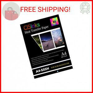 CISinks A4 Sublimation Ink Transfer Paper (50 Sheets) 8.27&#034; x 11.7&#034; for EPSO …