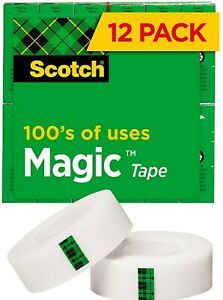 Scotch Magic Tape, 12 Rolls,  Invisible, Engineered for Repairing, 3/4 x 1000
