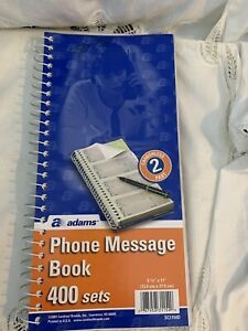New Adams Phone Message Book 2 Carbonless Parts 2 Spiral Books 800 Sheets Total