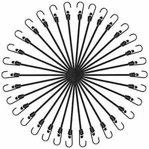 12 inch Bungee Cords with Hooks - Short Mini Bungee Cords, 15 Pcs 12 Inch Black