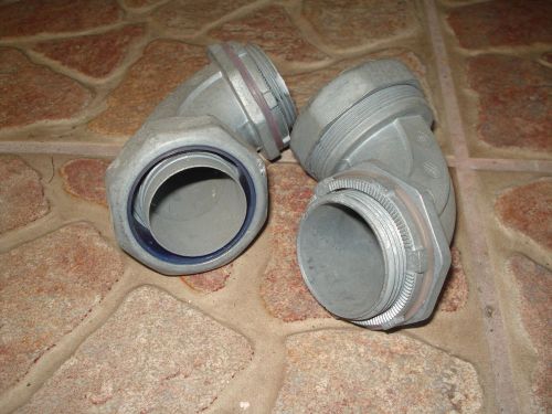2 Each Compression Connector Fittings,11/2 Liquid-Tight Non-Insulated Iron Elbow