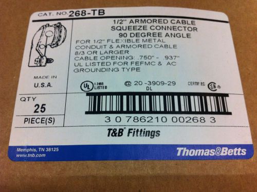 25pcs 1/2&#034; steel squeeze connector-90 degree t&amp;b 268-tb new in box t for sale
