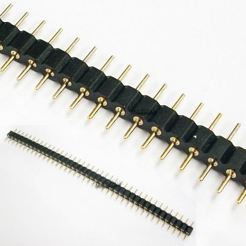 15 x male black 40 pcb single row round pin 2.54mm pitch spacing header strip for sale
