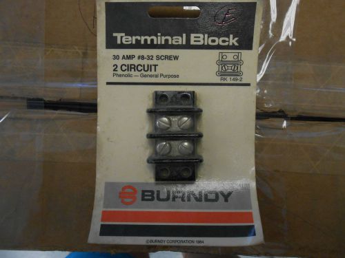 BURNDY TERMINAL BLOCK 30 AMP #8-32 SCREW 2 CIRCUIT
