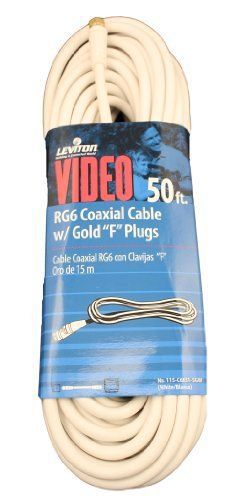 Leviton c6851-5gw rg6 coax cable  gold plated  50-feet  white for sale
