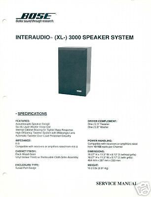 Bose Interaudio XL-3000 ORIGINAL Service Manual FREE US
