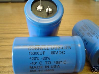 2pc 80v 15000uf Cornell Dubilier Snap in Capacitors NEW