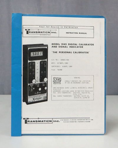 Transmation Model 1045 Digital Calibrator &amp; Signal Indicator Instruction Manual