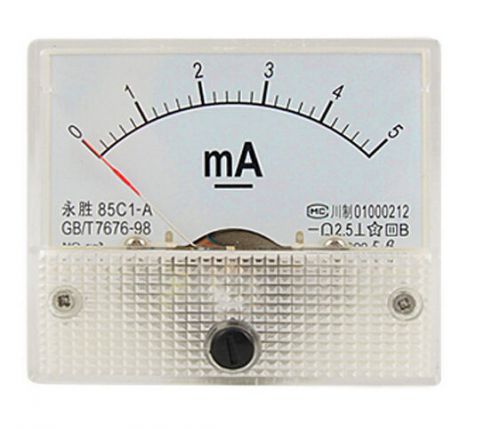Class 2.5 Accuracy DC 0-5mA Analog Panel Meter Amperemeter 85C1-A