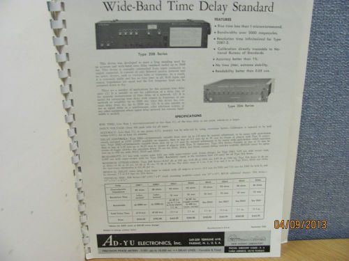 AD-YU MODEL 20A Series: Wide-Band Time Delay Stndrd - Operating Manual # 16393