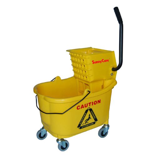 SunnyCare® 36qt Mop Bucket with Wringer: Side Press -Plastic -Yellow -NEW