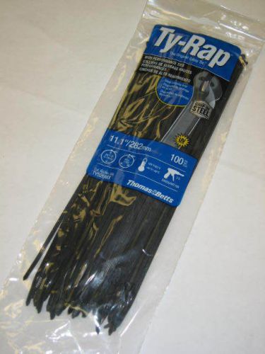 Thomas and Betts 11.1inch 40lb Ty-Rap Steel Tab Black Cable Ties TY526MX 100 NEW