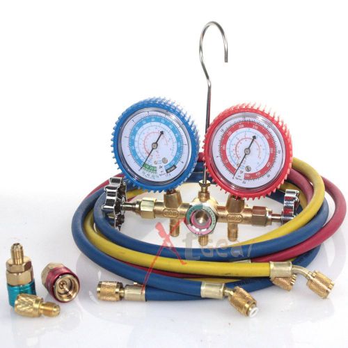 R134a r12 r22 ac a/c manifold gauge set 5ft colored hose air conditioner freon for sale