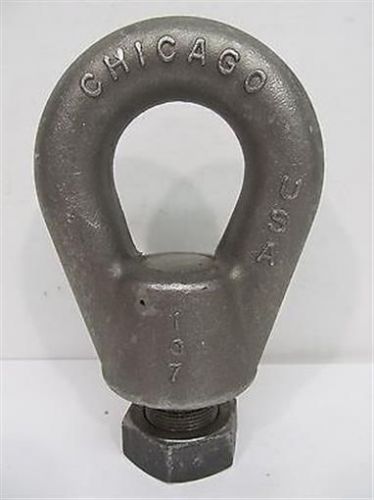 Chicago hardware, #107, 1 1/2&#034;-12rh x 1 3/4&#034;, heavy duty, eye bolt w/ lock nut for sale
