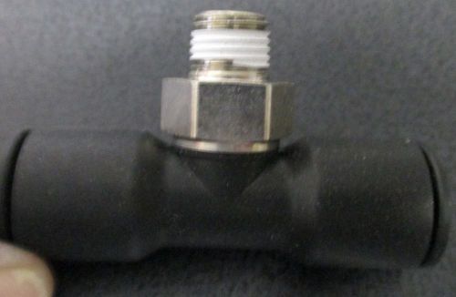 Push-to-Connect Tube Fitting for Air, Swivel Inline Tee for 1/2&#034; Tube OD x 1/4 N