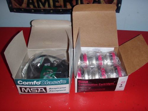 MSA ComfoClassic Respirator Facepiece 808075 Small Black &amp; 6 GMA-P100 Cartridges