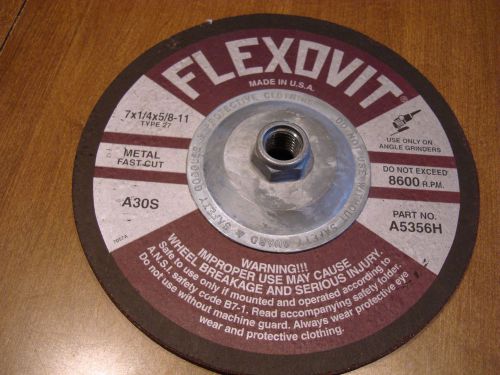 (1pc) 7&#034; Flexovit Abrasive Grinding Wheel,Type 27, 5/8&#034;-11 Hub, Metal, Fast-Cut