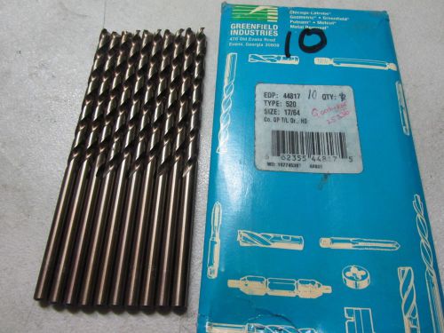 10 new greenfield 17/64&#034; taper long length twist drills 520 hsco hd cobalt 44817 for sale