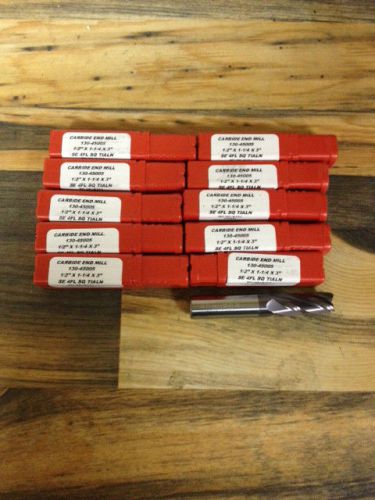 (10) s.e.- 4flt. 1/2&#034; x 1&#034; loc x 3&#034; oal carbide endmills tialn coated usa for sale