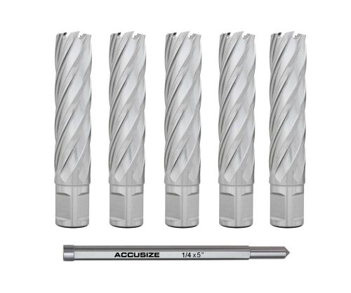 5 pcs 1-1/8 x 3&#034; cutting depth hss annular cutter+ 1 pc pilot pin, #2083-2023pin for sale