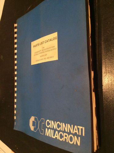 Cincinnati Milacron Cintrojet MT Solid Power Supplies Parts Manual