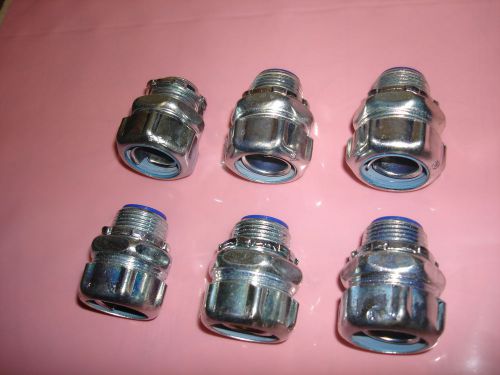 Lot of 6 - Thomas &amp; Betts 3/4&#034; Liquid Tight Insulated Connector Straight Fitting