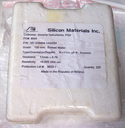 220 etched silicon wafers chip computers pc data solar storage 111 wafer micro for sale