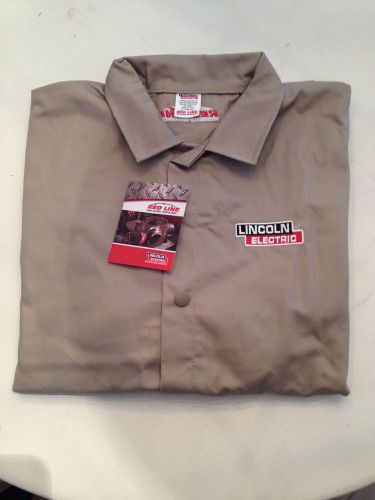 Lincoln electric traditional khaki fr cloth welding jacket xl for sale