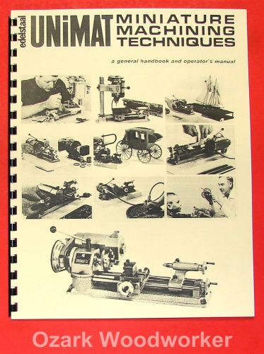 Unimat-sl miniature machine handbook &amp; techniques operator&#039;s manual 0729 for sale