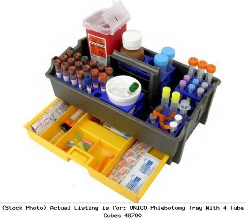 Unico phlebotomy tray with 4 tube cubes 48700 laboratory consumable for sale