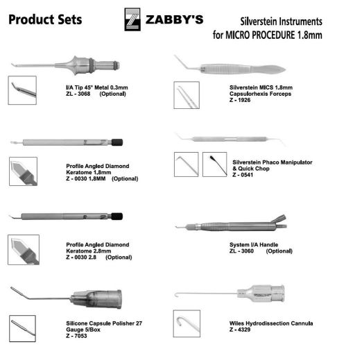 zabby&#039;s Silverstein Instruments for MICRO PROCEDURE 1.8mm set complete set