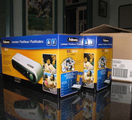 2 units of fellowes exl 45-2 portable pouch laminator up to 4.5&#034; wide laminating for sale