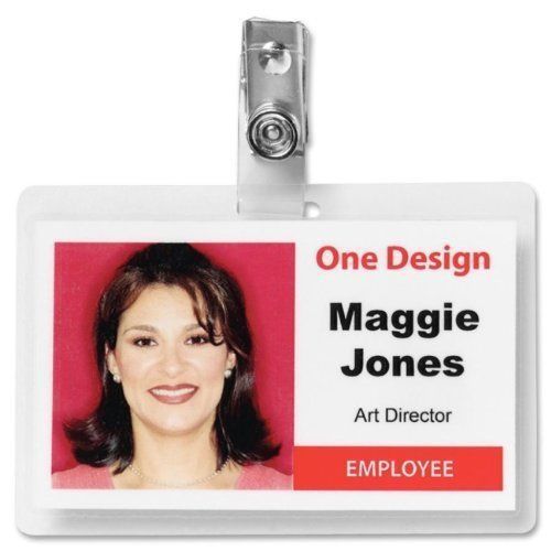 NEW Business Source ID Card Laminating Pouches with Clip - Pack of 25