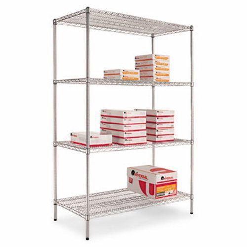 Alera Wire Shelving Kit, 4 Shelves, 48w x 24d x 72h, Silver (ALESW504824SR)