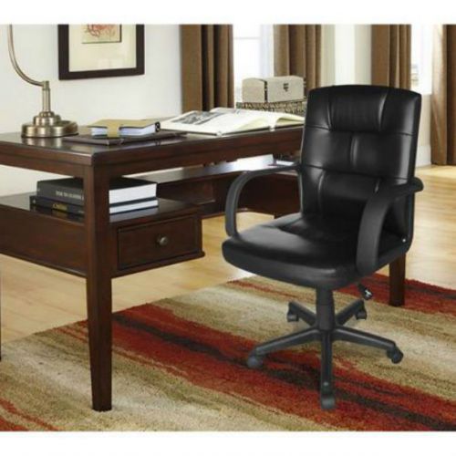 Chair Executive High BackTufted Black Leather Support Office Soft Padded Swivel