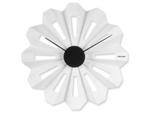 Karlsson White Lotus Flower Wall Clock w/ Contrasting Black Hands 16&#034; Diameter