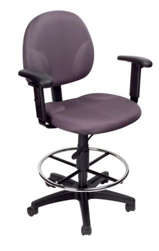 B1691 BOSS GRAY FABRIC DRAFTING STOOLS WITH ADJUSTABLE ARMS &amp; FOOTRING